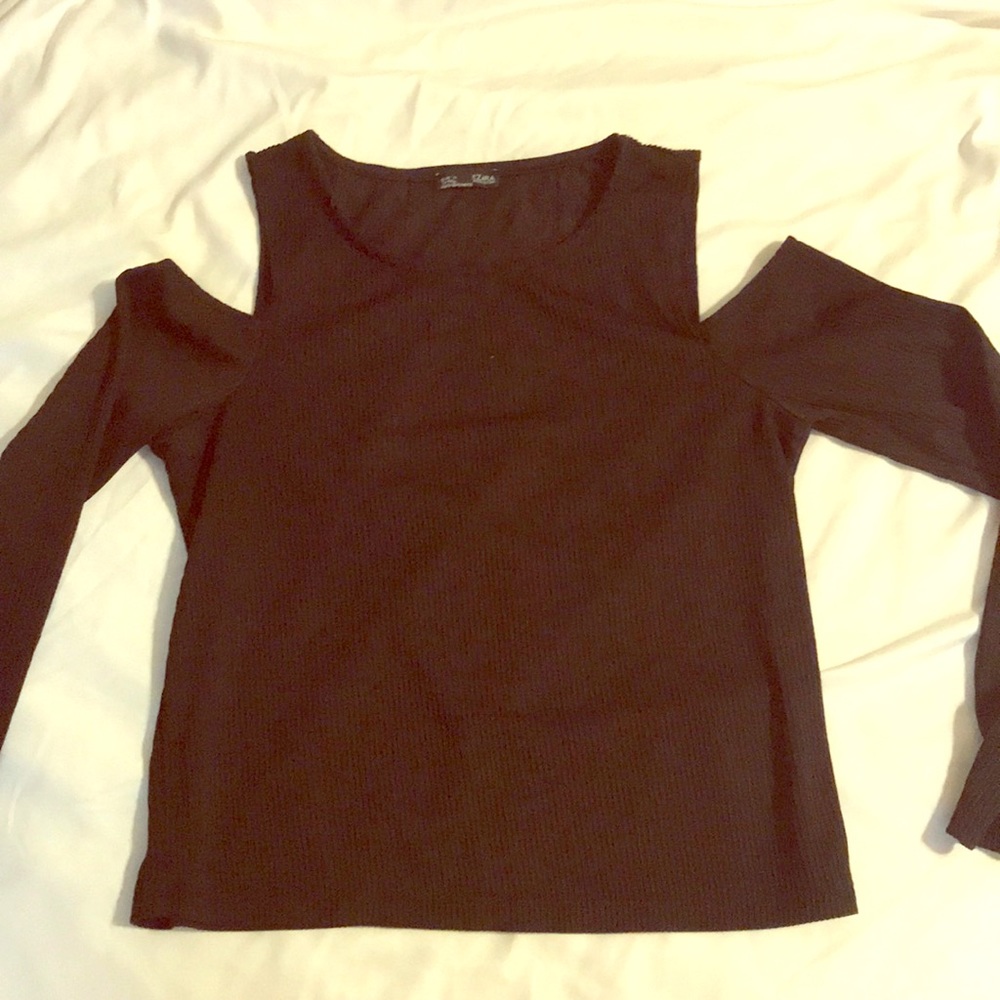 Black open shoulder long top
